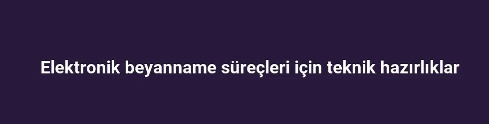 Elektronik beyanname süreçleri için teknik hazırlıklar