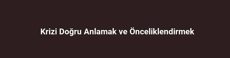 Krizi Doğru Anlamak ve Önceliklendirmek