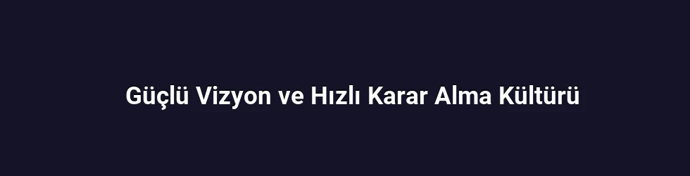 Güçlü Vizyon ve Hızlı Karar Alma Kültürü