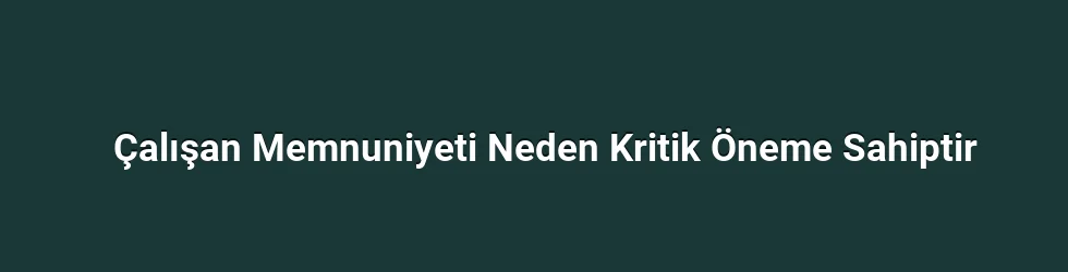 Çalışan Memnuniyeti Neden Kritik Öneme Sahiptir