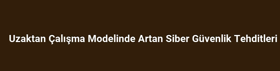 Uzaktan Çalışma Modelinde Artan Siber Güvenlik Tehditleri