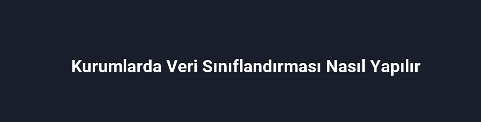 Kurumlarda Veri Sınıflandırması Nasıl Yapılır