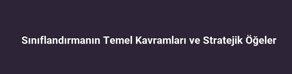 Sınıflandırmanın Temel Kavramları ve Stratejik Öğeler
