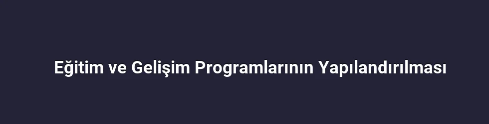 Eğitim ve Gelişim Programlarının Yapılandırılması