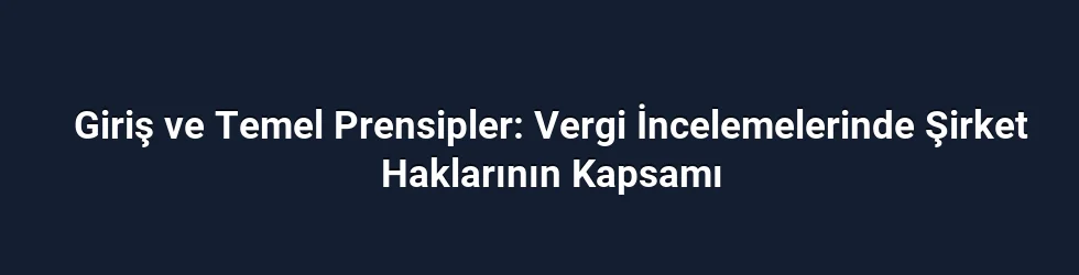 Giriş ve Temel Prensipler: Vergi İncelemelerinde Şirket Haklarının Kapsamı