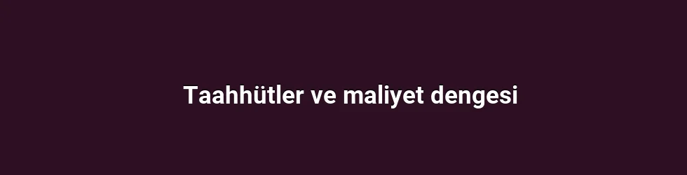 Taahhütler ve maliyet dengesi
