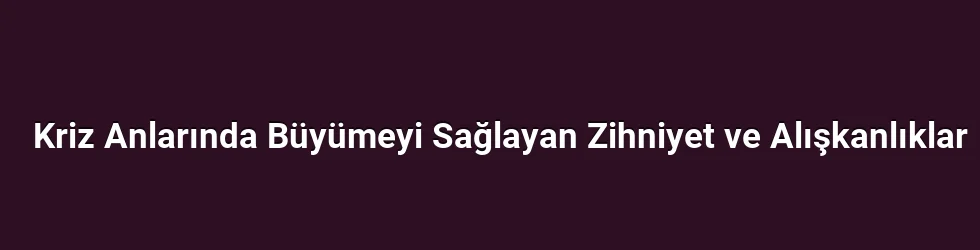 Kriz Anlarında Büyümeyi Sağlayan Zihniyet ve Alışkanlıklar