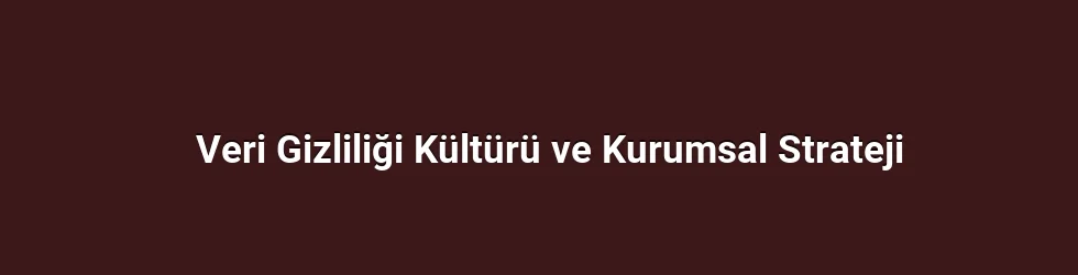 Veri Gizliliği Kültürü ve Kurumsal Strateji