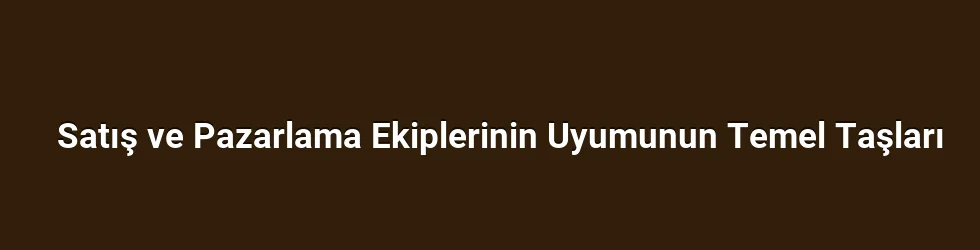 Satış ve Pazarlama Ekiplerinin Uyumunun Temel Taşları