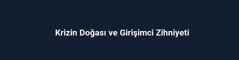 Krizin Doğası ve Girişimci Zihniyeti