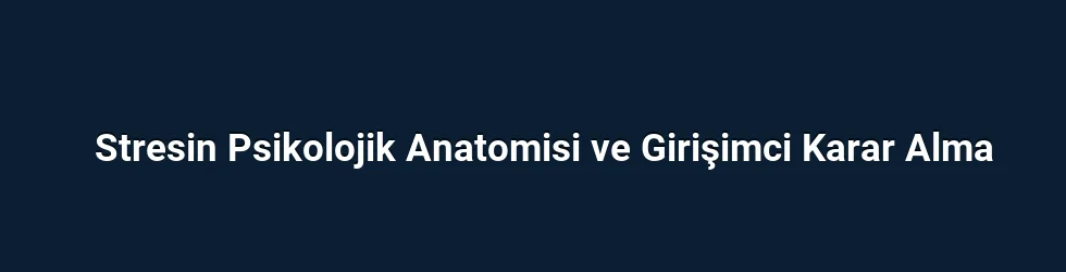Stresin Psikolojik Anatomisi ve Girişimci Karar Alma