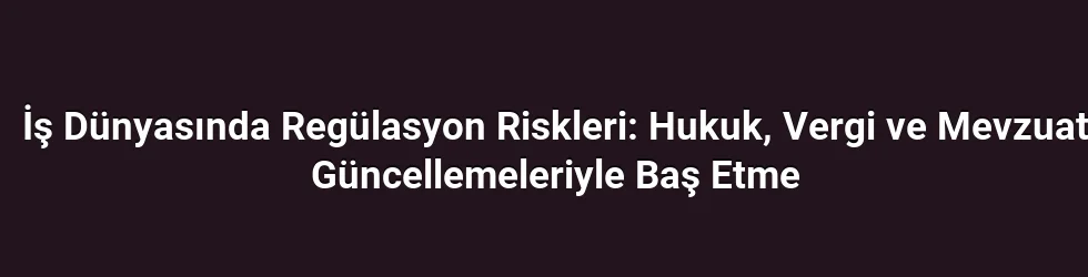 İş Dünyasında Regülasyon Riskleri: Hukuk, Vergi ve Mevzuat Güncellemeleriyle Baş Etme