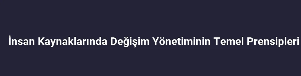 İnsan Kaynaklarında Değişim Yönetiminin Temel Prensipleri