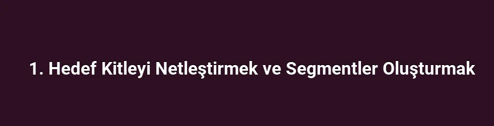 1. Hedef Kitleyi Netleştirmek ve Segmentler Oluşturmak