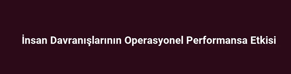 İnsan Davranışlarının Operasyonel Performansa Etkisi