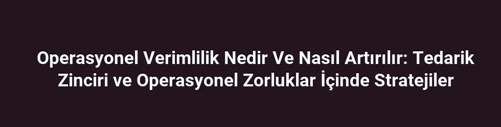 Operasyonel Verimlilik Nedir Ve Nasıl Artırılır: Tedarik Zinciri ve Operasyonel Zorluklar İçinde Stratejiler