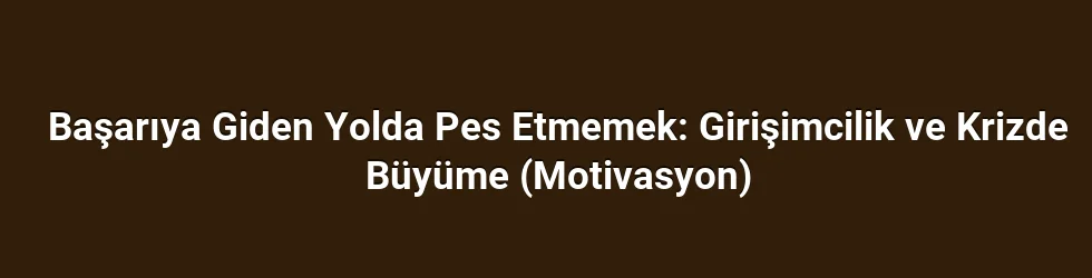 Başarıya Giden Yolda Pes Etmemek: Girişimcilik ve Krizde Büyüme (Motivasyon)
