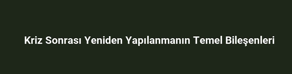 Kriz Sonrası Yeniden Yapılanmanın Temel Bileşenleri