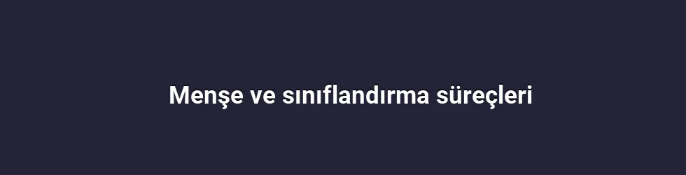 Menşe ve sınıflandırma süreçleri