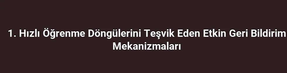 1. Hızlı Öğrenme Döngülerini Teşvik Eden Etkin Geri Bildirim Mekanizmaları