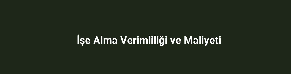 İşe Alma Verimliliği ve Maliyeti