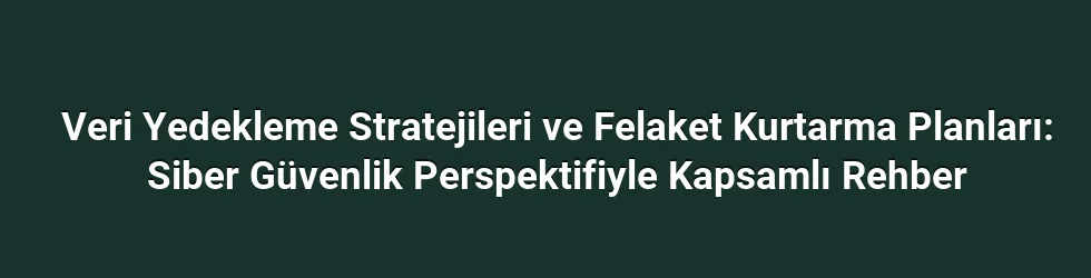 Veri Yedekleme Stratejileri ve Felaket Kurtarma Planları: Siber Güvenlik Perspektifiyle Kapsamlı Rehber
