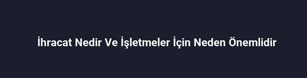 İhracat Nedir Ve İşletmeler İçin Neden Önemlidir