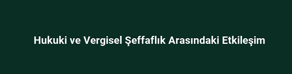 Hukuki ve Vergisel Şeffaflık Arasındaki Etkileşim