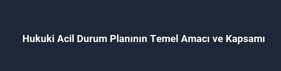 Hukuki Acil Durum Planının Temel Amacı ve Kapsamı