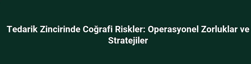 Tedarik Zincirinde Coğrafi Riskler: Operasyonel Zorluklar ve Stratejiler
