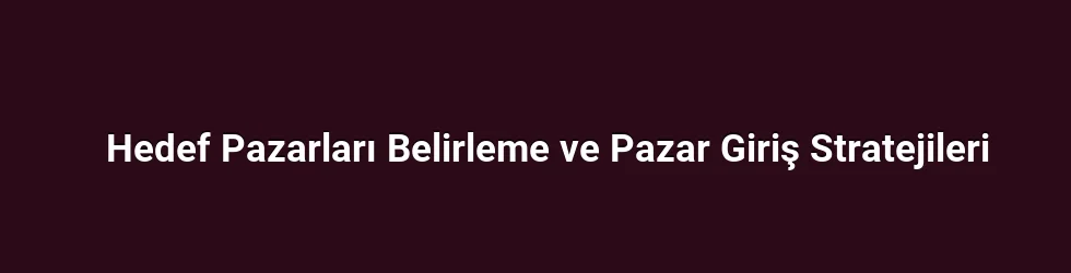 Hedef Pazarları Belirleme ve Pazar Giriş Stratejileri