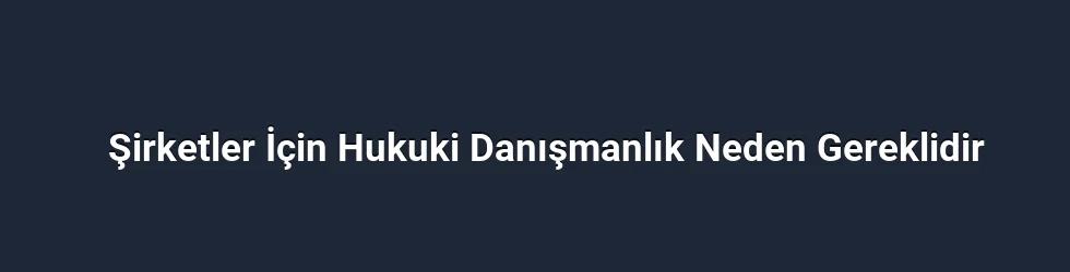 Şirketler İçin Hukuki Danışmanlık Neden Gereklidir