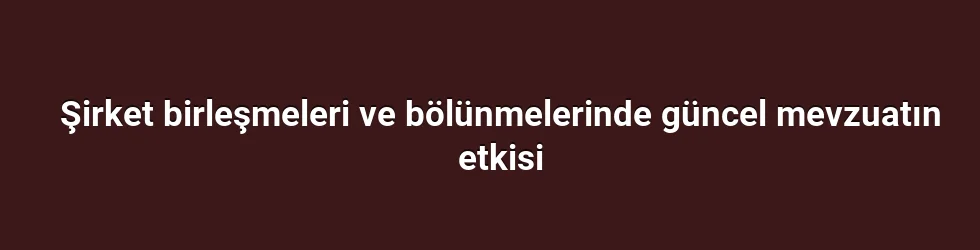 Şirket birleşmeleri ve bölünmelerinde güncel mevzuatın etkisi