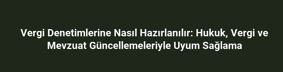 Vergi Denetimlerine Nasıl Hazırlanılır: Hukuk, Vergi ve Mevzuat Güncellemeleriyle Uyum Sağlama