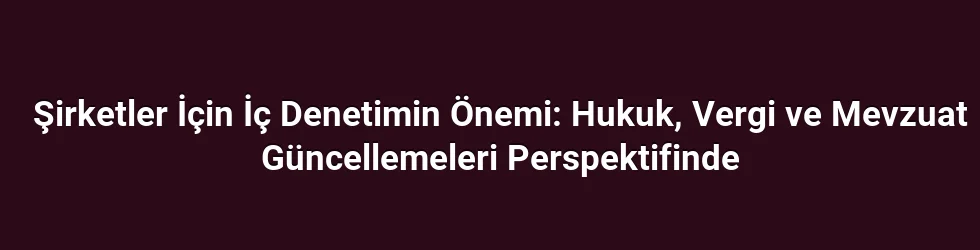 Şirketler İçin İç Denetimin Önemi: Hukuk, Vergi ve Mevzuat Güncellemeleri Perspektifinde