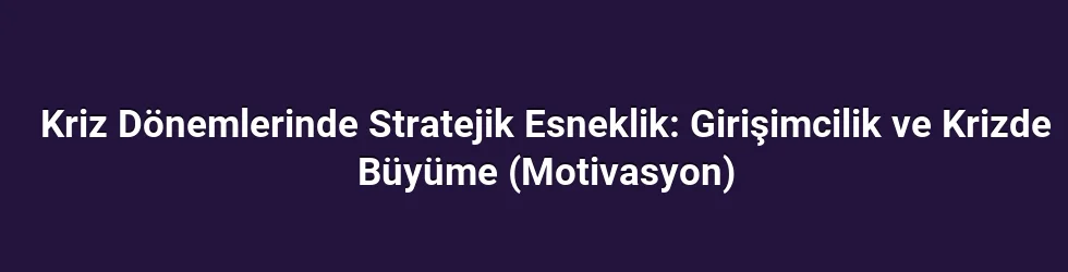 Kriz Dönemlerinde Stratejik Esneklik: Girişimcilik ve Krizde Büyüme (Motivasyon)