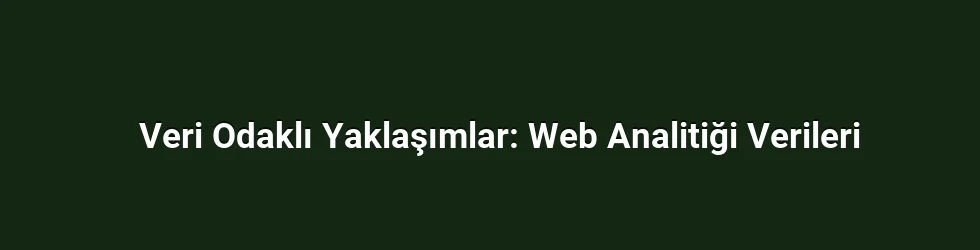 Veri Odaklı Yaklaşımlar: Web Analitiği Verileri