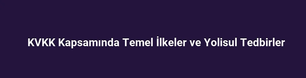 KVKK Kapsamında Temel İlkeler ve Yolisul Tedbirler